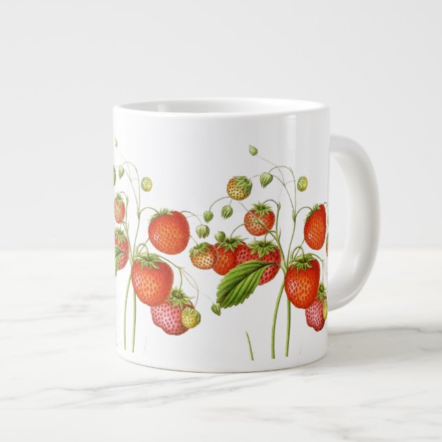 Vintage Strawberries Jumbo Mug (Front Right)