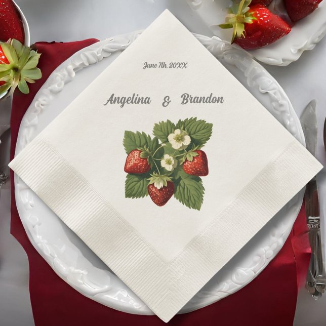 Vintage  strawberries - orchard wedding napkin (Creator Uploaded)