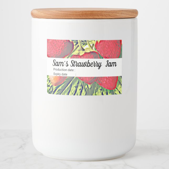 Vintage strawberries - personalised Jam Food Label (Front)