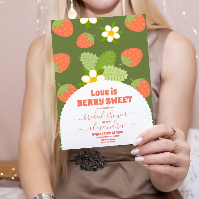 Vintage Strawberry and Greenery Bridal Shower Invitation (Creator Uploaded)