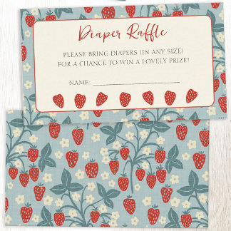 Vintage Strawberry Baby Shower Diaper Raffle Enclosure Card