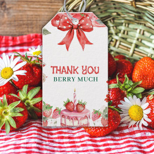Vintage Strawberry Berry First Birthday Gift Tags