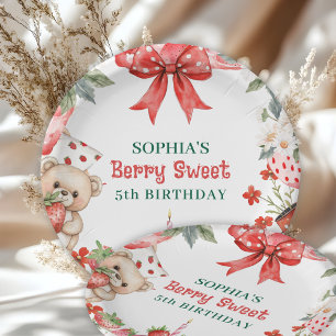 Vintage Strawberry Berry Sweet 5th Birthday  Paper Plate