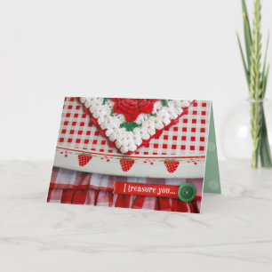 Vintage Strawberry Blessings - "I Treasure You" Card