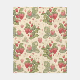 Vintage Strawberry Botanical Seamless Pattern   Co Fleece Blanket