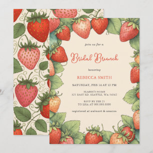 Vintage Strawberry Bridal Brunch Party  Invitation