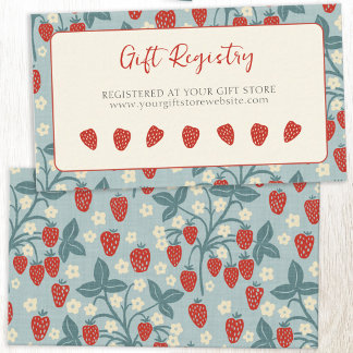 Vintage Strawberry Bridal Shower Gift Registry Enclosure Card