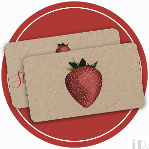 vintage strawberry business card