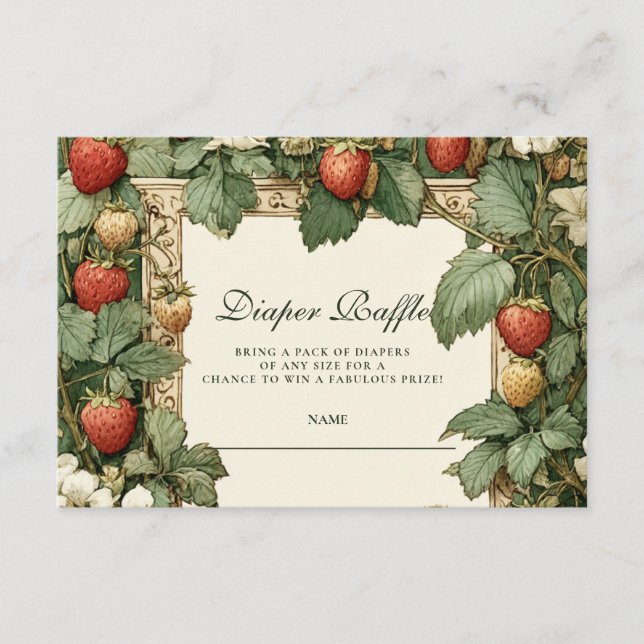 Vintage Strawberry Cottag Diapper Raffle  Enclosure Card (Front)