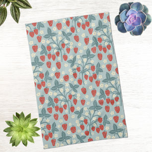 Vintage Strawberry Cottagecore Floral Botanical Tea Towel