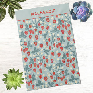 Vintage Strawberry Cottagecore Floral Botanical Tea Towel