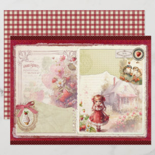 Vintage Strawberry Farm Scrapbook Paper