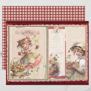 Vintage Strawberry Farm Scrapbook Paper