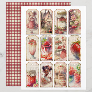 Vintage Strawberry Farm Scrapbook Paper