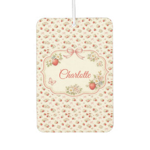 Vintage Strawberry Floral Seamless cottagecore Car Air Freshener