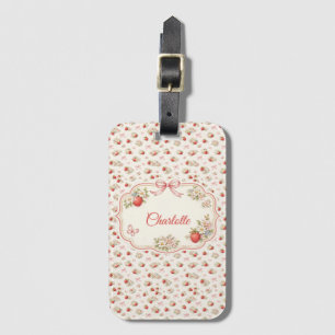 Vintage Strawberry Floral Seamless cottagecore Luggage Tag