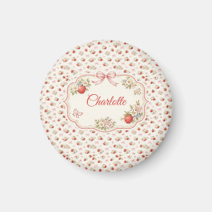 Vintage Strawberry Floral Seamless cottagecore Magnet