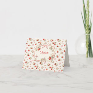 Vintage Strawberry Floral Seamless cottagecore Thank You Card