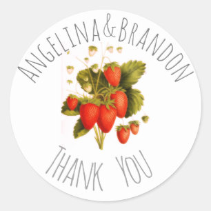 Vintage strawberry for weddings - Thank you Classic Round Sticker
