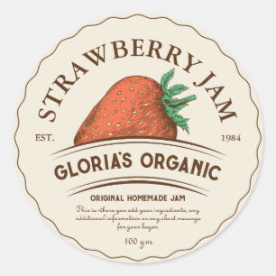 Vintage Strawberry Fruit Jam Food Product Label