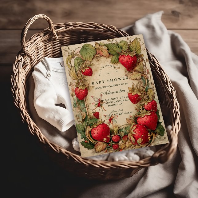 Vintage Strawberry Garden Baby Shower Invitation (Creator Uploaded)