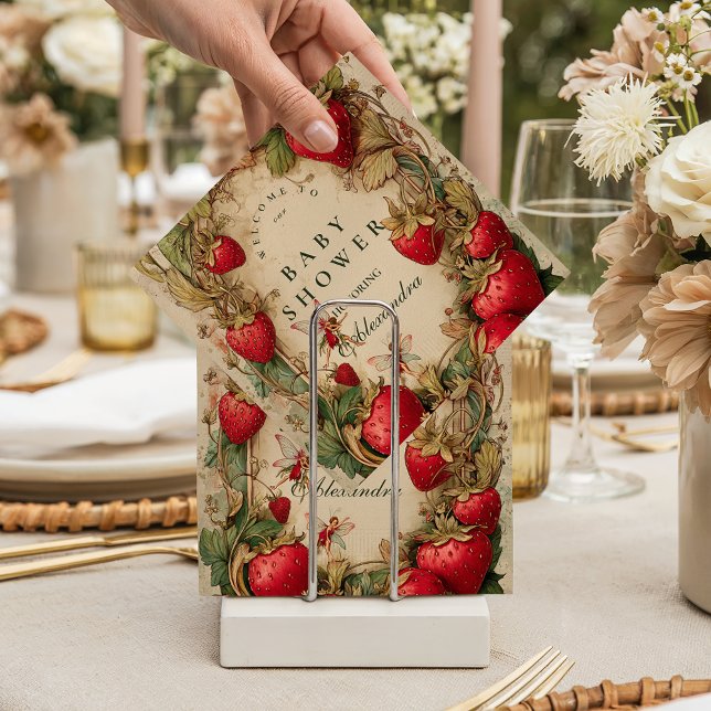 Vintage Strawberry Garden Baby Shower Napkin (Creator Uploaded)