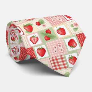 Vintage Strawberry Garden Floral Pattern Tie