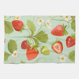 Vintage Strawberry Garden  Tea Towel