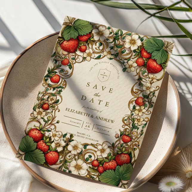 Vintage Strawberry Garden Wedding Save The Date (Creator Uploaded)