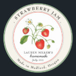 Vintage Strawberry Jam jar Canning label<br><div class="desc">Personalised hand painted watercolor vintage style Strawberry jam label. Perfect for home canning and gift giving.  Fill your information on label and enjoy.</div>