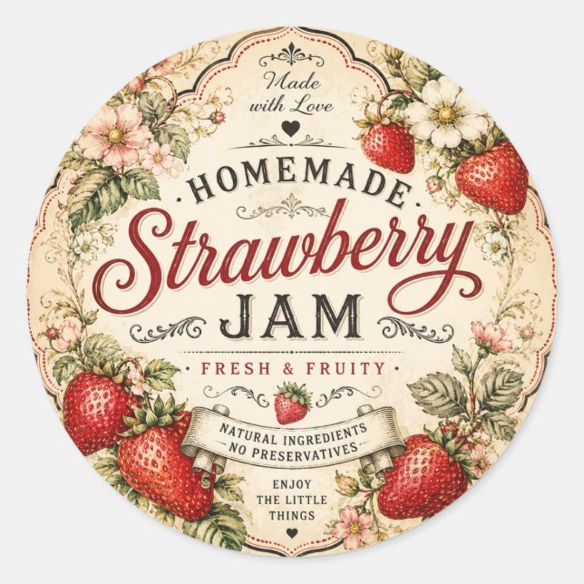 VIntage Strawberry Jam Label (Front)