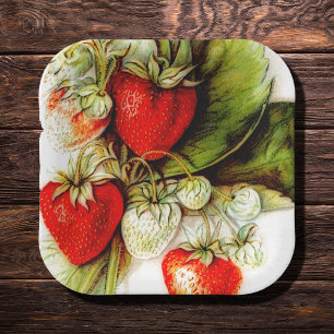 Vintage strawberry  paper plate