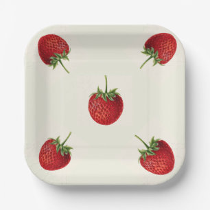 Vintage Strawberry Paper Plate