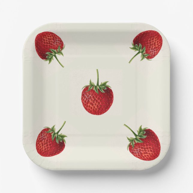 Vintage Strawberry Paper Plate (Front)