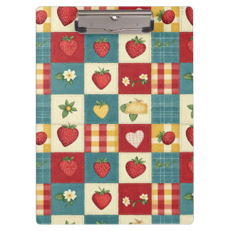 Vintage Strawberry Patchwork Farmhouse Pattern Clipboard