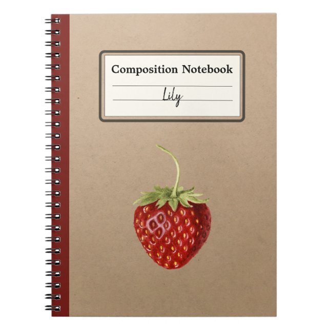 Vintage Strawberry Personalised Composition Notebook (Front)