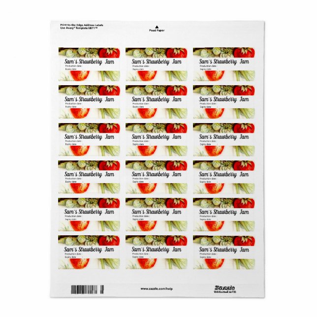 Vintage strawberry - personalised Jam   Label (Full Sheet)