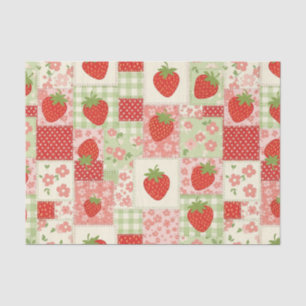Vintage Strawberry Picnic Patchwork Pattern Tissue Paper