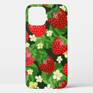 vintage strawberry seamless pattern. Background sw iPhone 12 Case