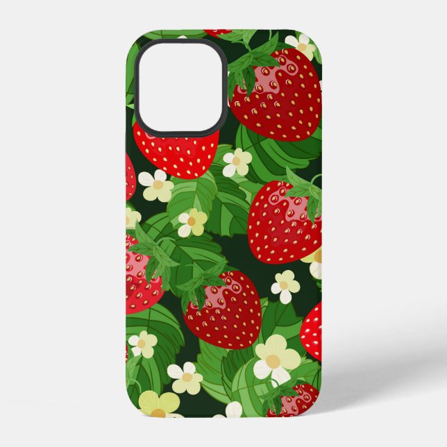 vintage strawberry seamless pattern. Background sw iPhone Case (Back)