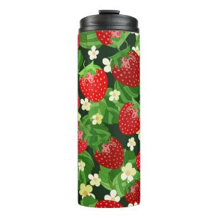 vintage strawberry seamless pattern. Background sw Thermal Tumbler