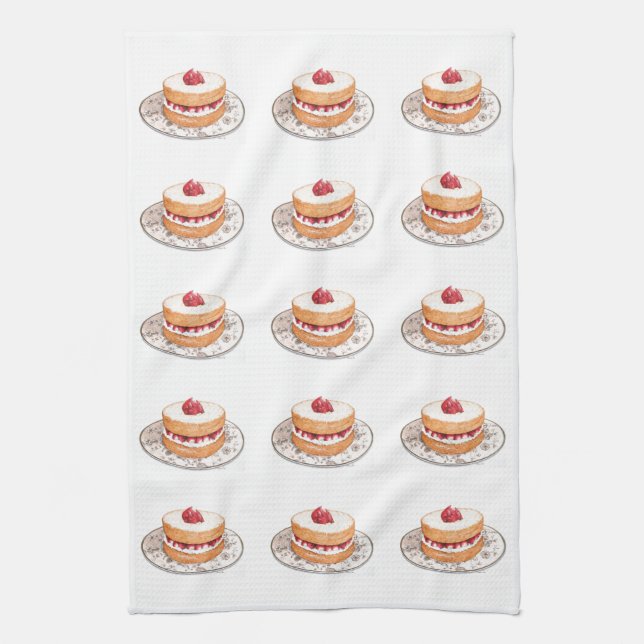 Vintage strawberry shortcake dessert tea towel (Vertical)