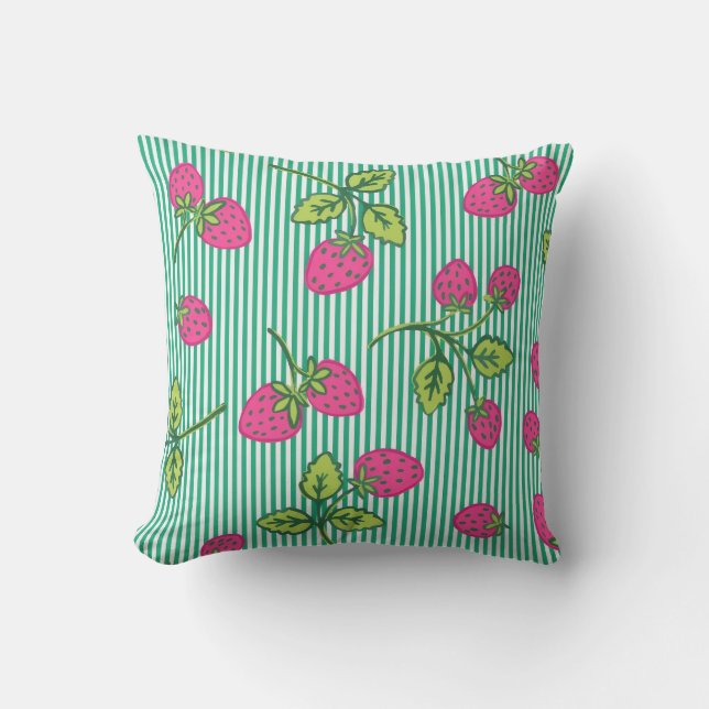 Vintage strawberry throw pillow  (Front)