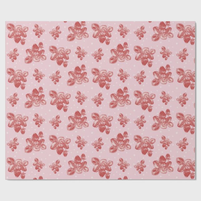 Vintage Strawberry Toile Pattern Gift Wrap (Flat)