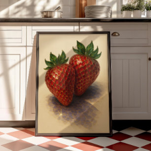 Vintage Strawberry Wall Art Print   Botanical Art