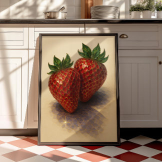 Vintage Strawberry Wall Art Print | Botanical Art