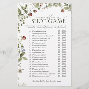 Vintage Strawberry Wedding Shoe Bridal Shower Game