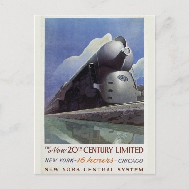 Vintage Streamline Steam Locomotive Postcard (Front)