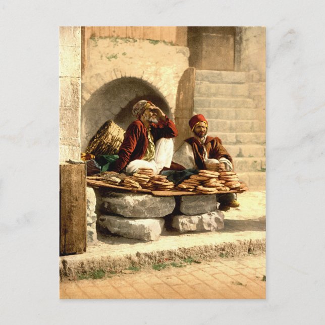 Vintage Street Bread Sellers Jerusalem Israel 1890 Postcard (Front)