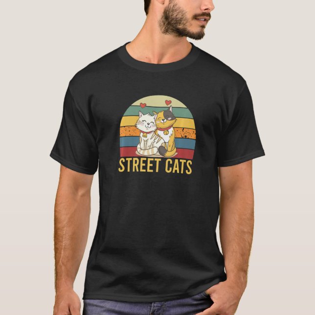 Vintage Street Cats Retro  Funny Cat T-Shirt (Front)